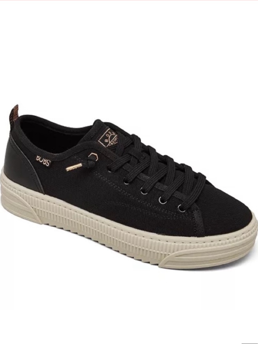 SKECHERS BLACK PLATFORM CASUAL SNEAKER - Picture 1 of 7